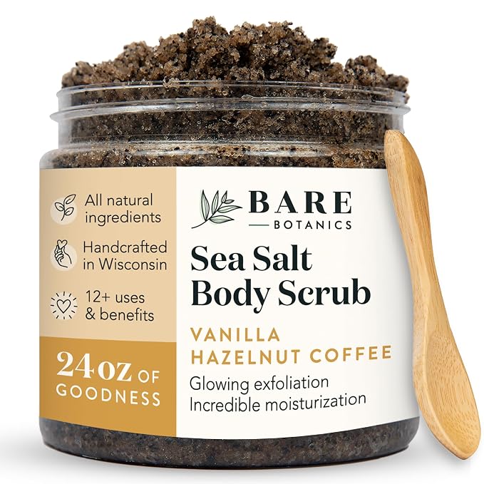 Bare Botanics Vanilla Hazelnut Coffee Body Scrub 24 oz by BareBotanics