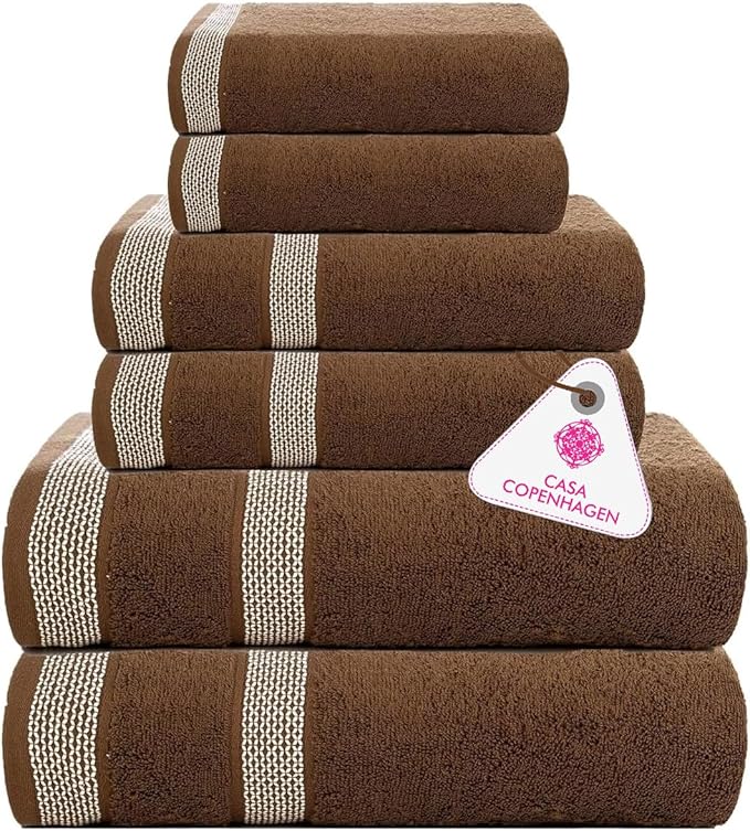 CASA COPENHAGEN Solitaire 6Pcs 100% Egyptian Cotton Large Designer Towels Gift by CASACOPENHAGEN