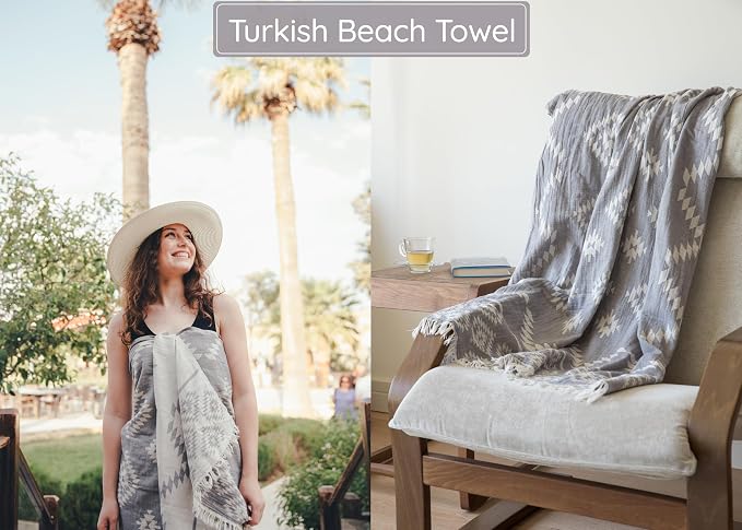 Premium Turkish Beach Towel – 35"x67" Lightweight Quick Dry Towel – 100% Cotton - Image 8