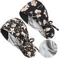 Satin Lined Scrub Caps with Buttons & Sweathand, Surgical Caps by Yuest