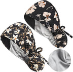 Satin Lined Scrub Caps with Buttons & Sweathand, Surgical Caps by Yuest