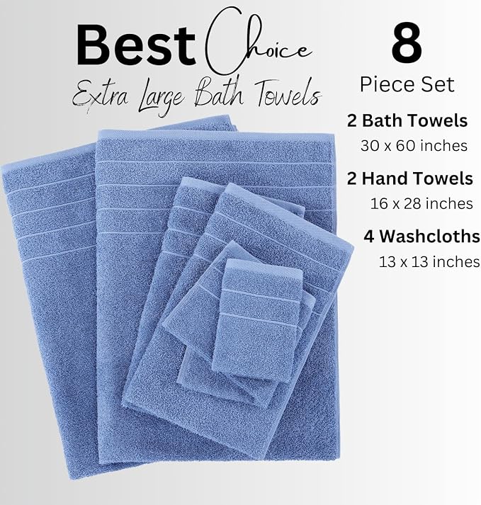 Casa Platino Cotton Bath Towel 8 Piece Set - Image 4