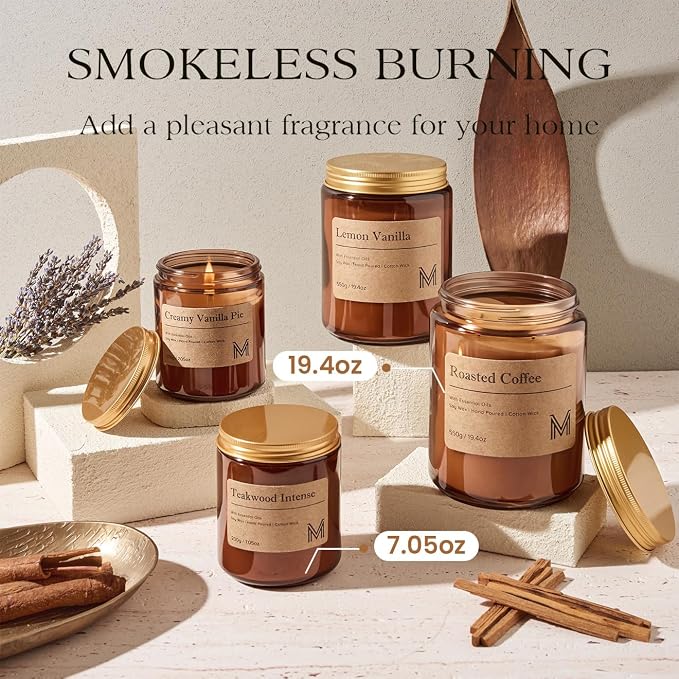 M&SENSE Roasted Coffee Scented Christmas Candle Gift | 19.4oz, 115-Hour Burn | - Image 5