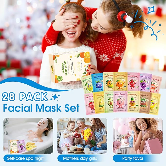 KONEUK 28 Pack Fruit Face Masks Skincare - Image 6