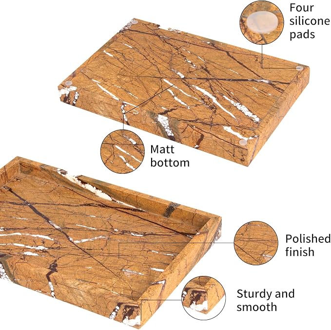 Marble Bathroom Vanity Tray, Natural Luxury Vanity Home Kitchen Bathroom Table - Image 5