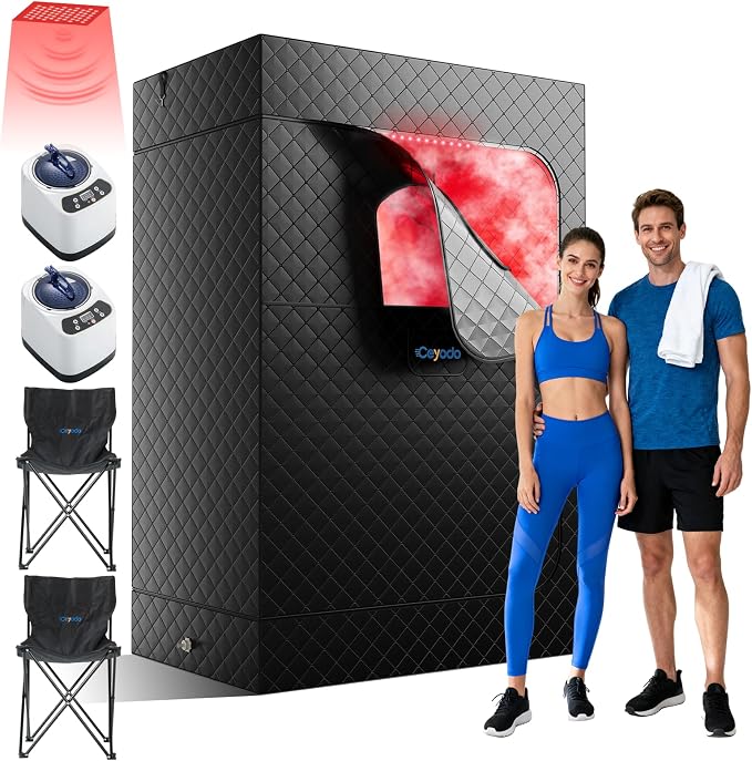 Upgraded 2 Person Infrared Sauna Box, 77”x 37”x 50” Portable Sauna by Unknown