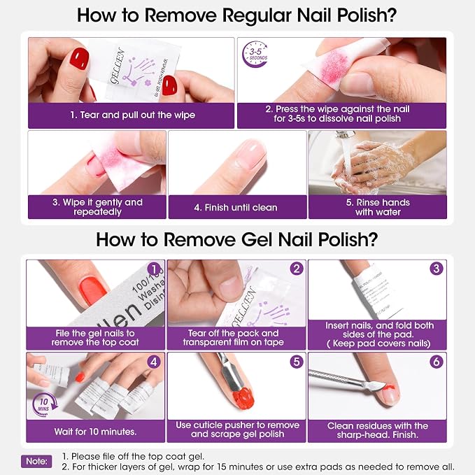 Gellen 400 Pack Nail Cleanser Pads and Acetone Nail Polish Remover Pad Kit - Image 12