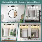 Ascher Bathroom Light Fixtures, 4-Light Vanity Light Over Mirror, Matte Black - Image 7