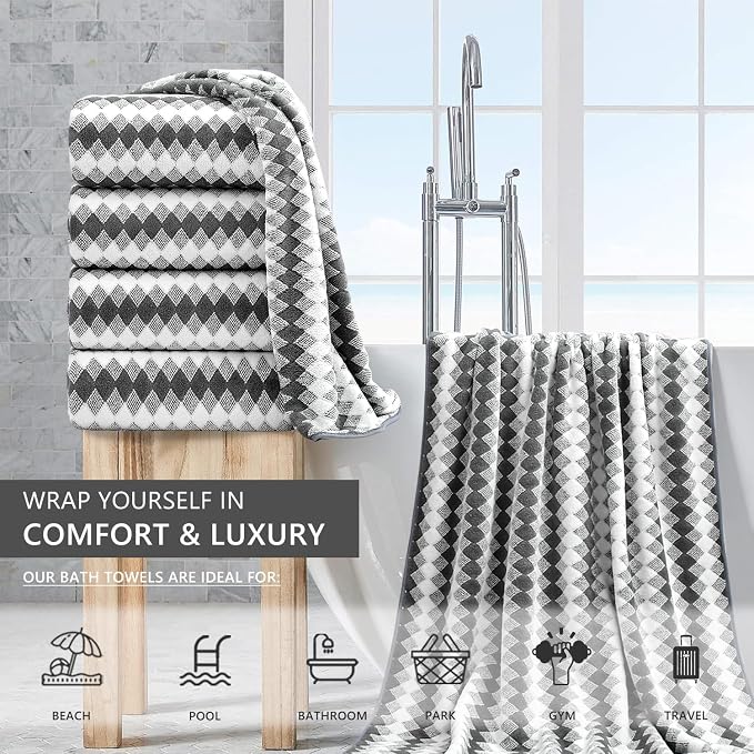 4 Piece Bath Towel Set Oversized Bath Sheet 35"x70" Bathroom Towel Extra Large - Image 2