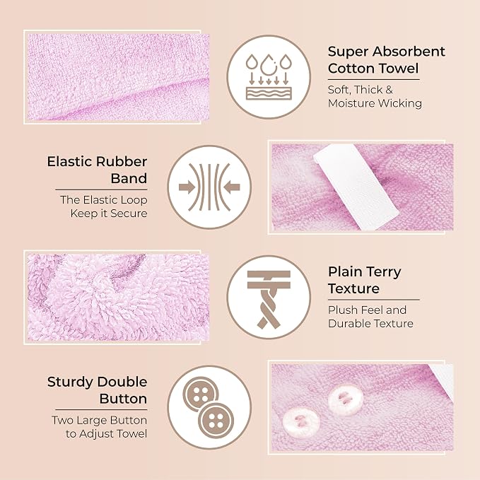 Lili&James 100% Cotton Hair Towel Wrap - Image 5