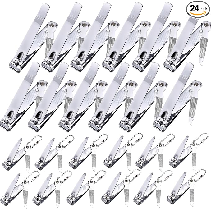 Bememo 24 Pcs Stainless Nail Clippers Set 2 Sizes Fingernail and Toenail by Bememo