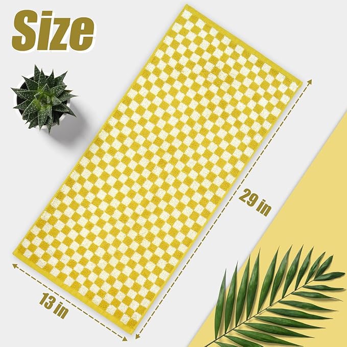 Jacquotha 4 Pcs Hand Towels for Bathroom Checkered, Cotton Soft Absorbent Cute - Image 5