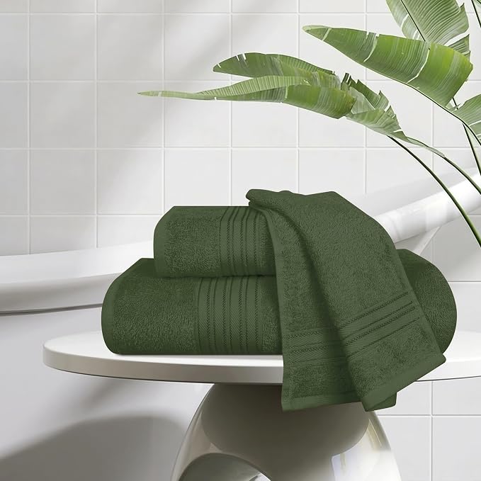 BOUTIQUO Ultra Soft 3 Pack Cotton Towel Set, Contains a Bath Towels 28x55 inch - Image 3