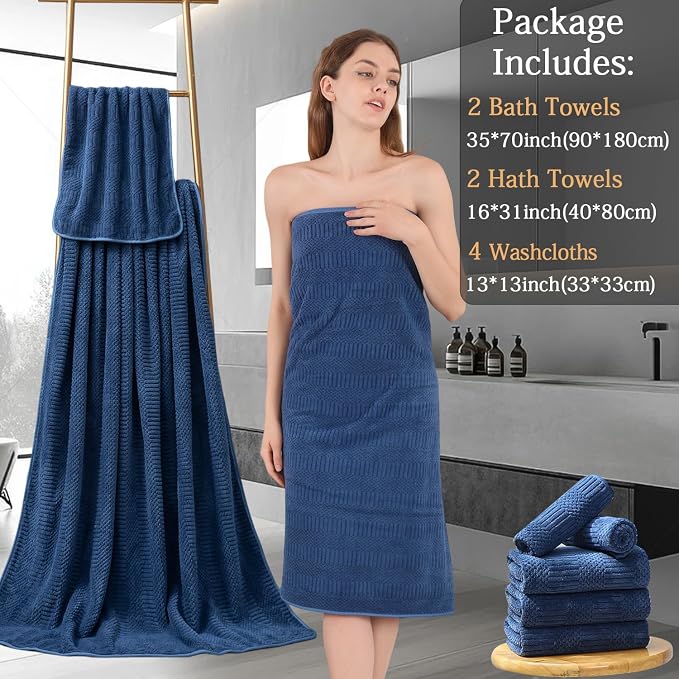8 Piece Bath Towel Set-2 Oversized Bath Sheets, 2 Hand Towels, 4 - Image 7