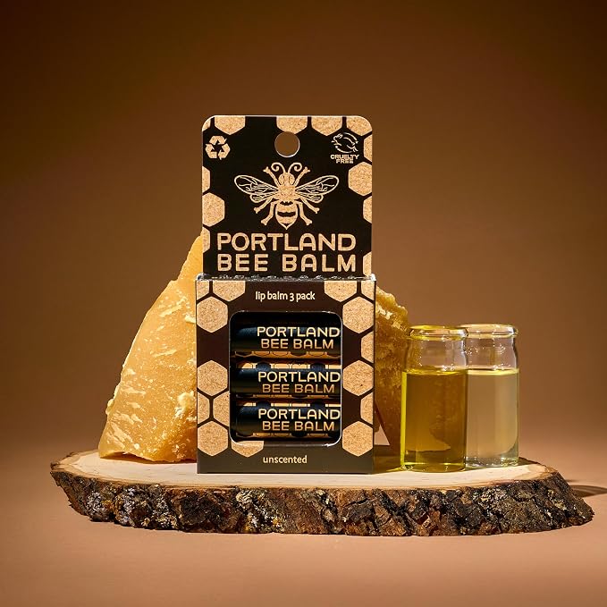 Portland Bee Balm All Natural Handmade Beeswax Based Lip Balm, Unscented 3 Count - Image 5