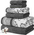 Modern Threads Floral Trail 6-Piece 100% Cotton Towel Set – Reversible Yarn by ModernThreads