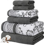 Modern Threads Floral Trail 6-Piece 100% Cotton Towel Set – Reversible Yarn by ModernThreads