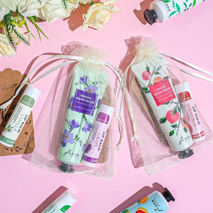 AZEN 8 Sets Bulk Gifts, Hand Cream and Lip Balm Bulk Set - Image 3