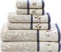 Madison Park Serene 100% Cotton Bath Towel Set Luxurious Floral Decorative by MADISONPARK