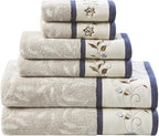 Madison Park Serene 100% Cotton Bath Towel Set Luxurious Floral Decorative by MADISONPARK