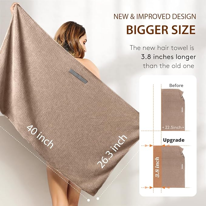 YFONG Large Hair Towel Wrap for Women, Super Absorbent Microfiber Hair Towel - Image 5