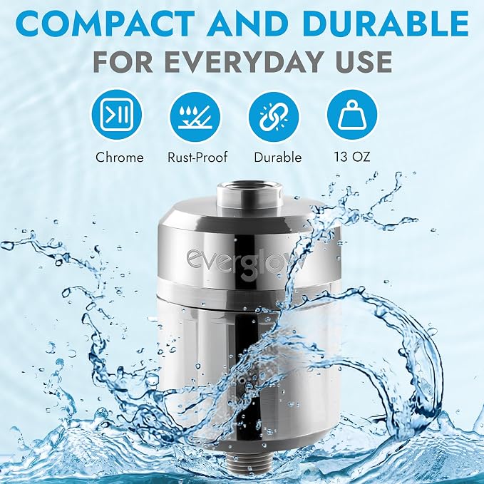 EVERGLOW High-Output Shower Filter, Dry Skin, Heavy Metals and Vitamin C Infused - Image 6