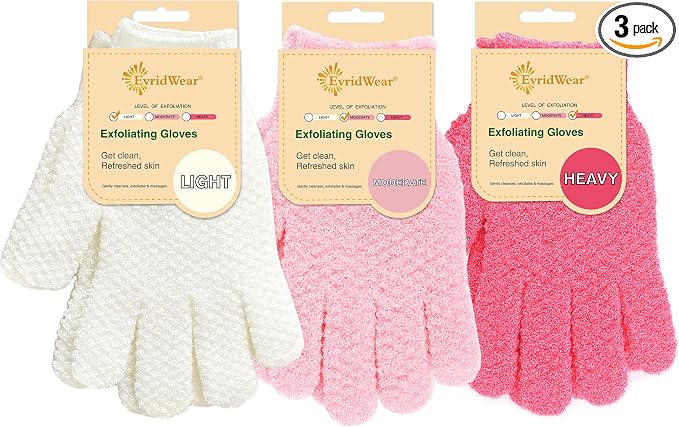 Evridwear Exfoliating Glove Shower Gloves Exfoliate Dead Skin by Evridwear