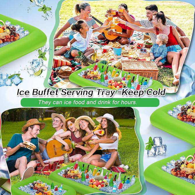 Leitee 4 Pcs Inflatable Ice Serving Bars Buffet Serving Tray Drink Cooler - Image 3