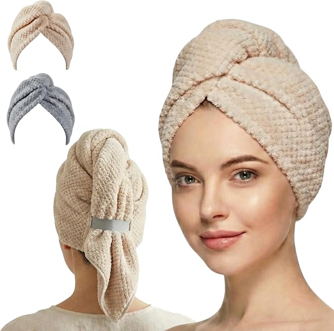 2 Pack Microfiber Hair Towel Wrap by Unknown
