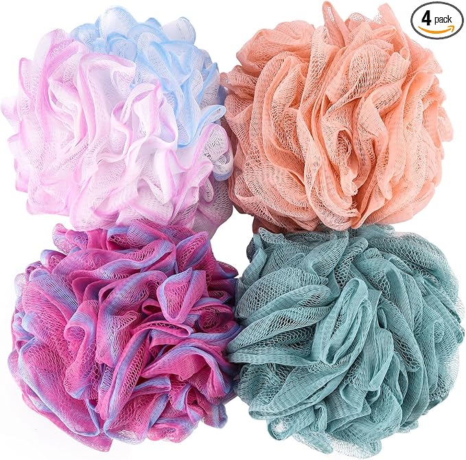 BTYMS Large Loofah Sponge 75g/Pc, Exfoliating Shower Pouf Bath Scrunchies Bath by BTYMS