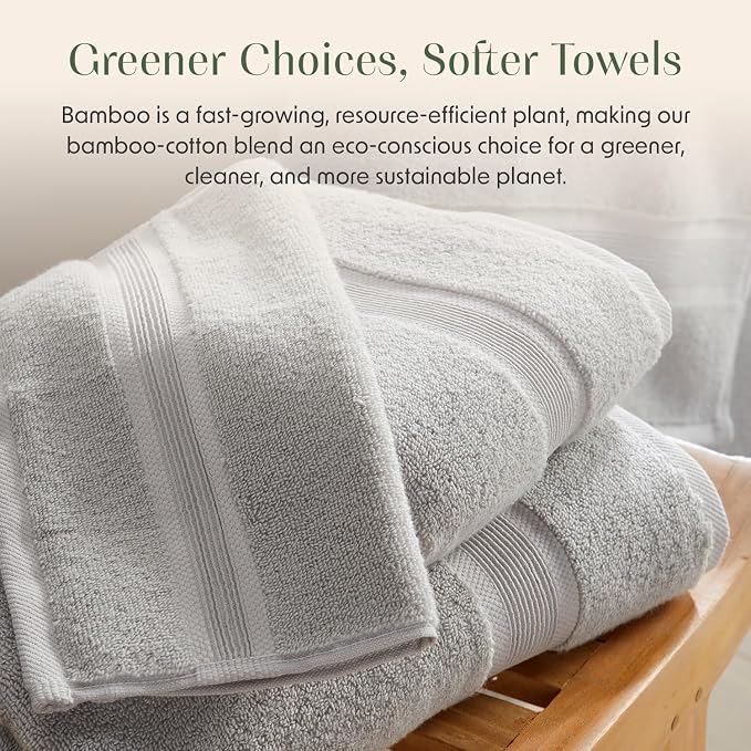 Springtree Home Luxury Bamboo Rayon Bath Towel Set of 4 | 35% Bamboo Rayon - Image 6
