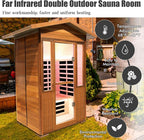 2 Person Outdoor Sauna Infrared Saunas Dry Sauna Room 120V Red Cedar and - Image 2