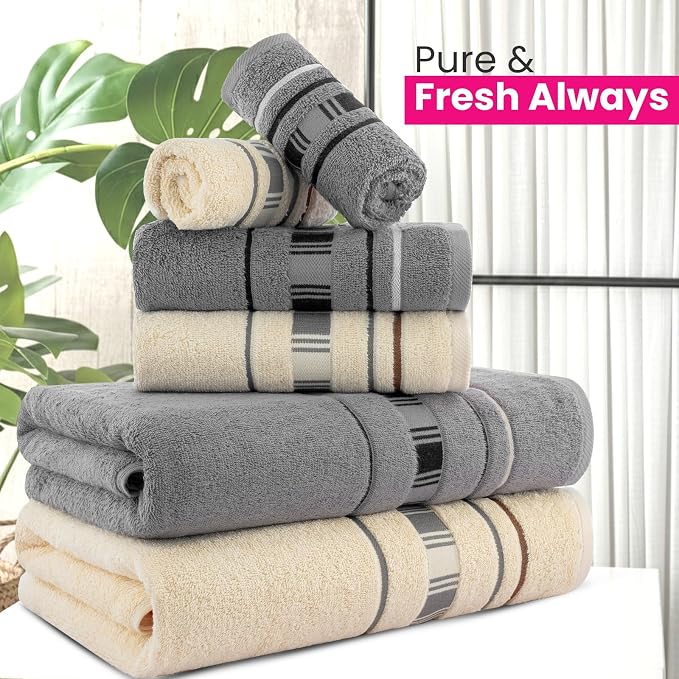CASA COPENHAGEN X Line 6Pcs 100% Egyptian Cotton Large Designer Towels Gift - Image 5