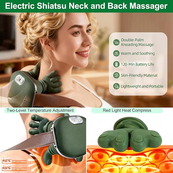 OTAVILEM Neck Massager with Heat, Shiatsu Neck and Back Massager with 4D - Image 4