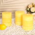 Yellow Pillar Candles 3x4 Inch Hand-Poured Lemon Scented Candles Lemongrass - Image 8