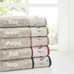 Madison Park Serene 100% Cotton Bath Towel Set Luxurious Floral Decorative - Image 4