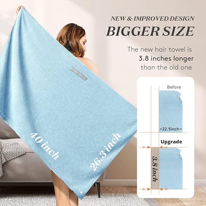 YFONG Large Hair Towel Wrap for Women, Super Absorbent Microfiber Hair Towel - Image 5