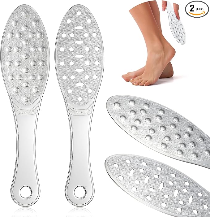 2 Pcs Stainless Steel Foot Scraper Metal Foot File Double Sided File Callus by Jutom