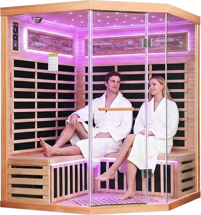 OUTEXER Sauna Corner Saunas for 4-5 Person 240V Home Indoor Canadian Hemlock - Image 9