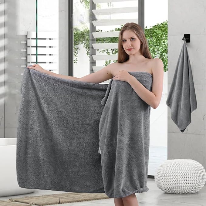 Ycosy Gray Bath Towels Set 35x70 Inches - Image 9