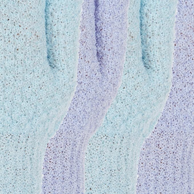 4 Pairs Exfoliating Gloves, 100% Nylon, Dual Texture Body Scrub - Image 6