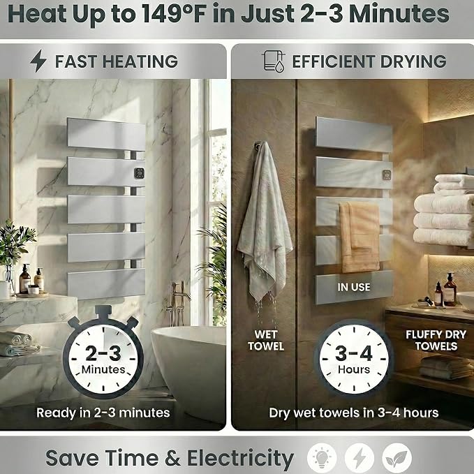 Electric Towel Warmer, Heated Towel Rack - Image 2