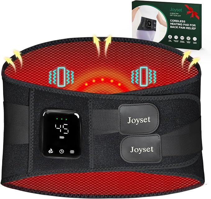 Joyset Cordless Heating Pad for Back Pain Relief, 47-60" Lower Back Massager by joyset