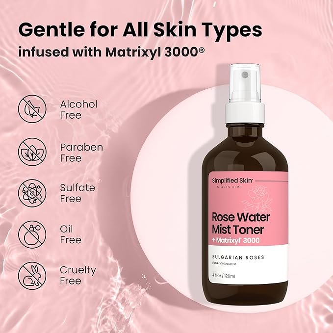 Rose Water Spray for Face with Matrixyl 3000, Glycerin & Aloe Vera - Image 6