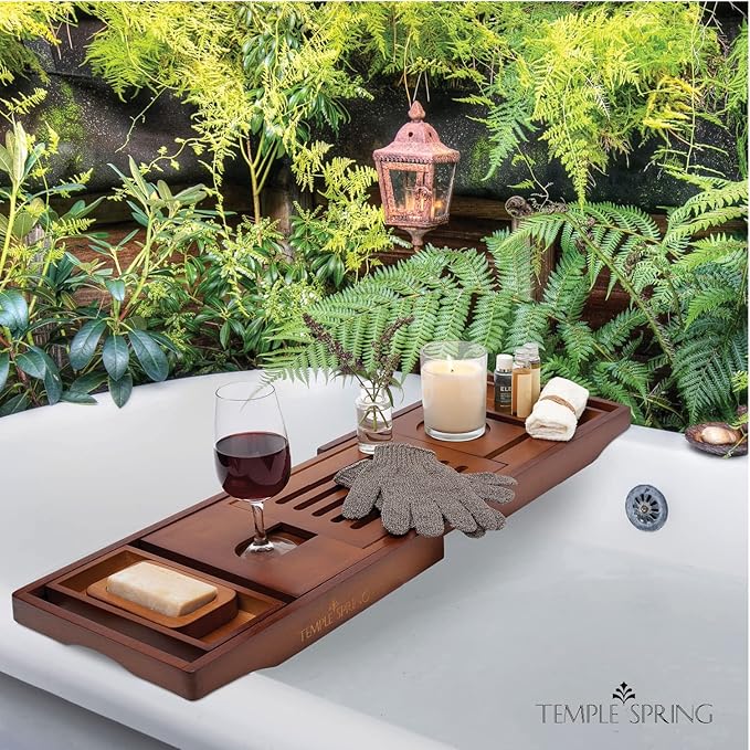 Temple Spring Bamboo Bathtub Tray Caddy - Image 6