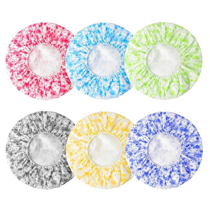 6 PCS Shower Caps for Women, Double Side Waterproof Shower Cap, Reusable - Image 7