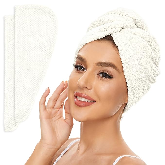 SimpleField 2 Pack Microfiber Hair Towel Wrap by SimpleField