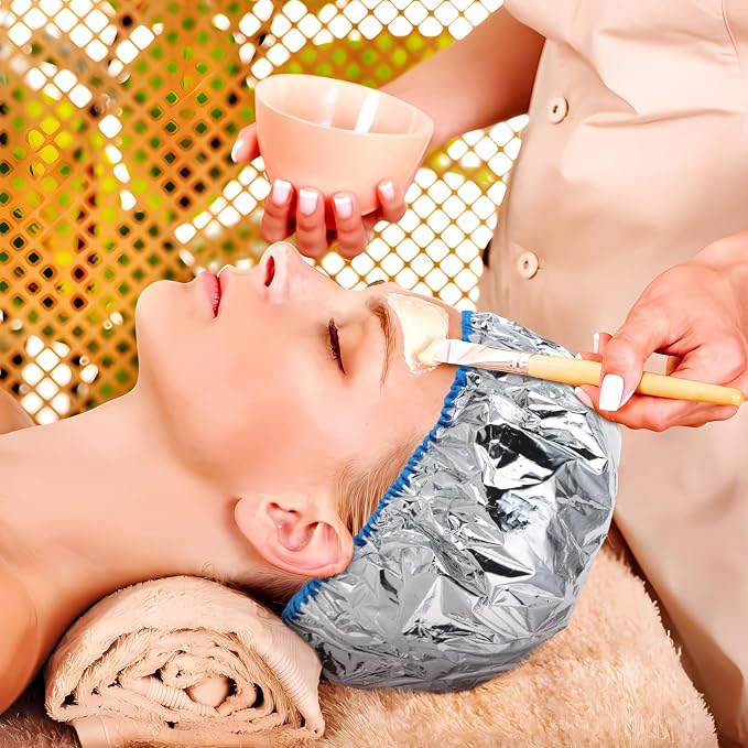 2 Pcs Aluminum Foil Deep Conditioning Hair Cap Reusable Heat Cap - Image 4