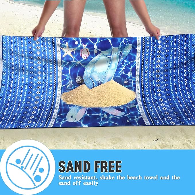 2 Pack Microfiber Beach Towel, Sand-Free Quick Drying Camping Super Absorbent - Image 2