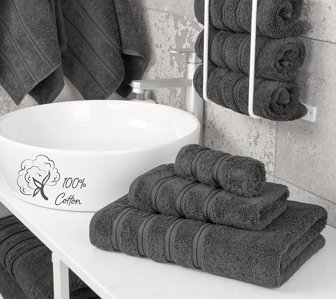 American Soft Linen Premium 3 Piece Towel Set, 1 Bath Towel 1 Hand Towel 1 - Image 2